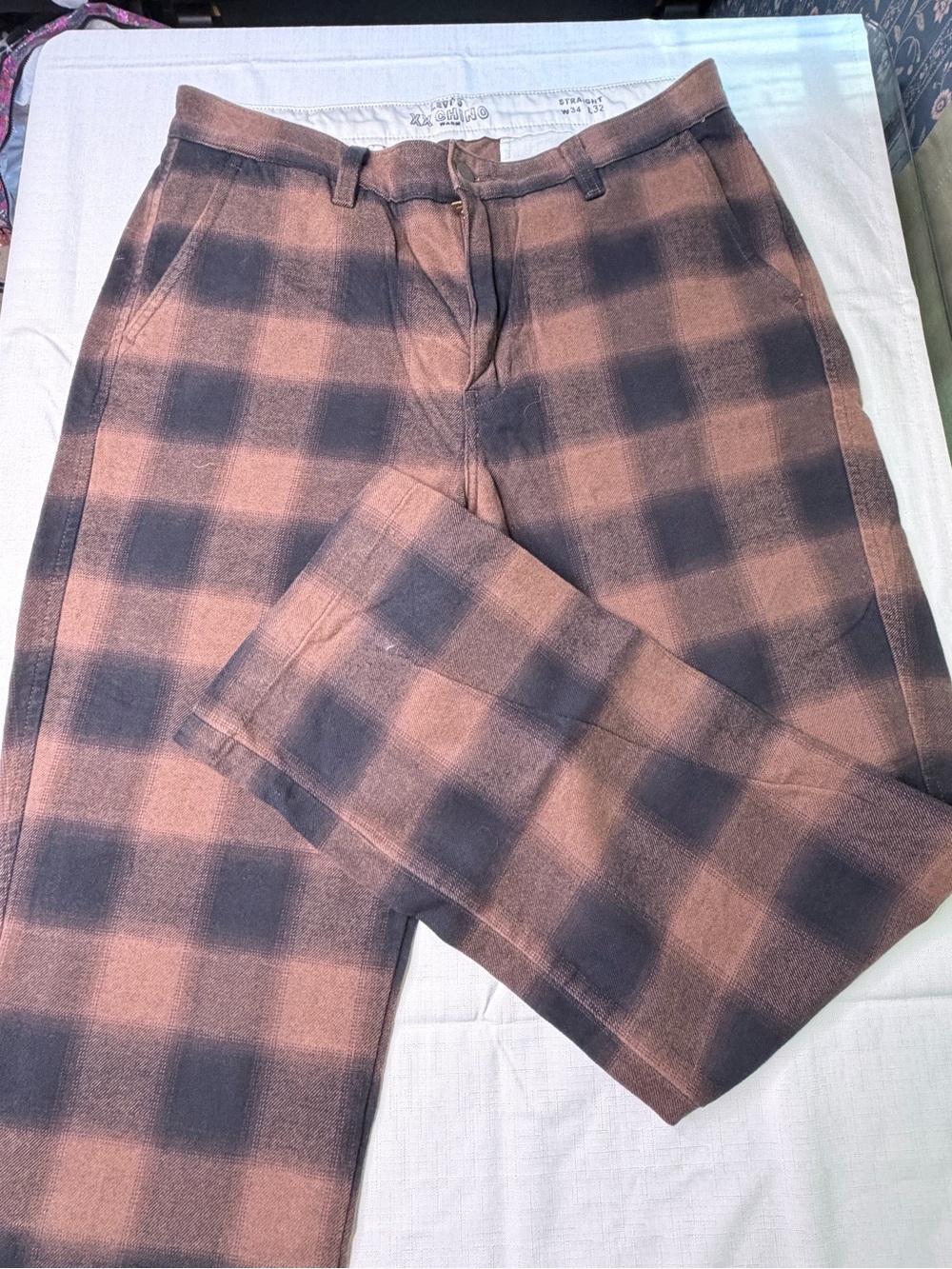Levi's Brown and Black Plaid Chinos
